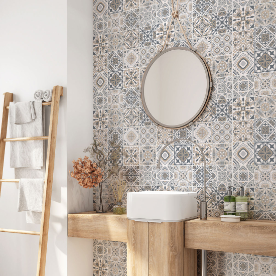 Bathroom Self Adhesive - Cement tile pattern