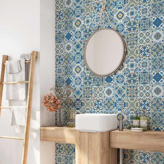 Bathroom Self Adhesive - Cement tile pattern