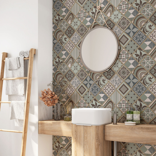 Bathroom Self Adhesive - Cement tile pattern