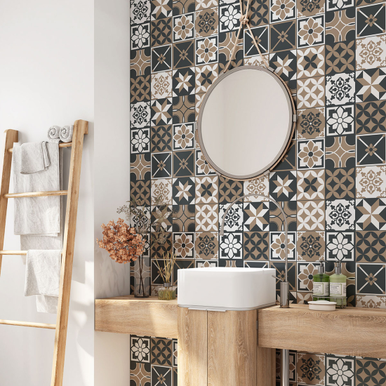 Bathroom Self Adhesive - Cement tile pattern