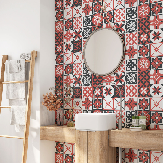 Bathroom Self Adhesive - Cement tile pattern