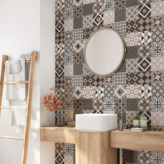 Bathroom Self Adhesive - Cement tile pattern