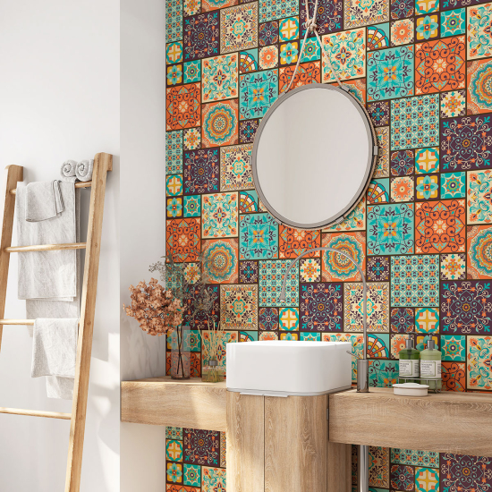 Bathroom Self Adhesive - Cement tile pattern