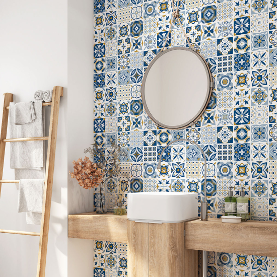 Bathroom Self Adhesive - Cement tile pattern