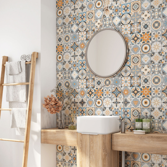 Bathroom Self Adhesive - Cement tile pattern