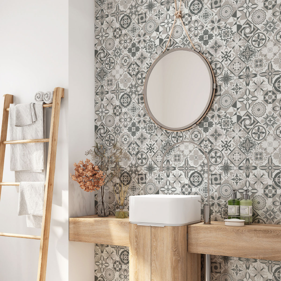 Bathroom Self Adhesive - Cement tile pattern