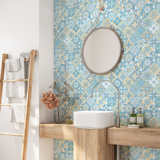 Bathroom Self Adhesive - Cement tile pattern