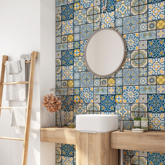 Bathroom Self Adhesive - Cement tile pattern