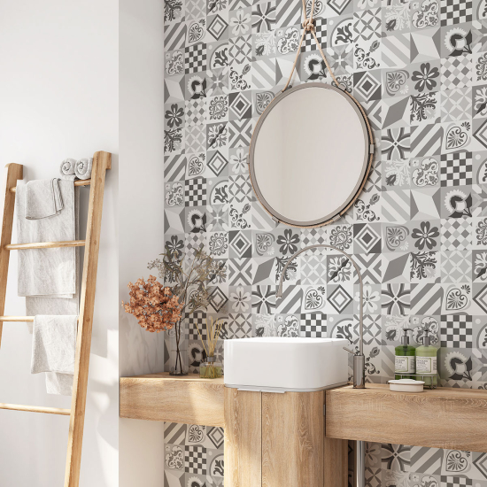 Bathroom Self Adhesive - Cement tile pattern