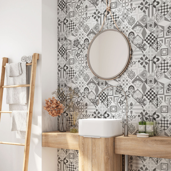 Bathroom Self Adhesive - Cement tile pattern