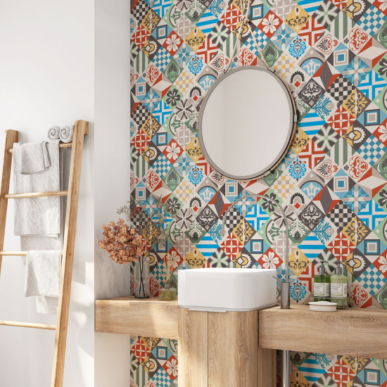 Bathroom Self Adhesive - Cement tile pattern