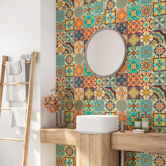 Bathroom Self Adhesive - Cement tile pattern