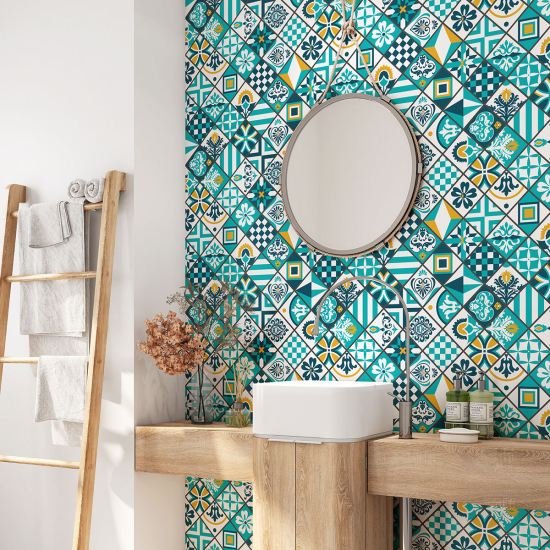 Bathroom Self Adhesive - Cement tile pattern