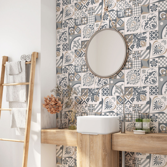 Bathroom Self Adhesive - Cement tile pattern