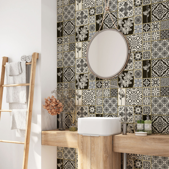 Bathroom Self Adhesive - Cement tile pattern