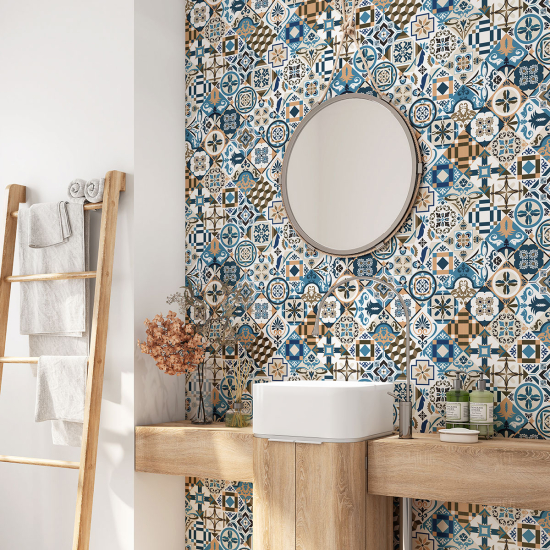 Bathroom Self Adhesive - Cement tile pattern