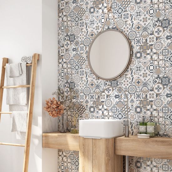 Bathroom Self Adhesive - Cement tile pattern