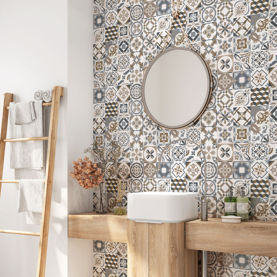 Bathroom Self Adhesive - Cement tile pattern