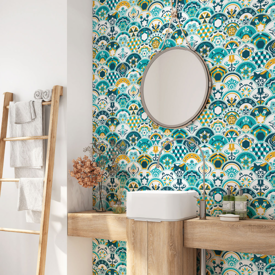 Bathroom Self Adhesive - Cement tile pattern