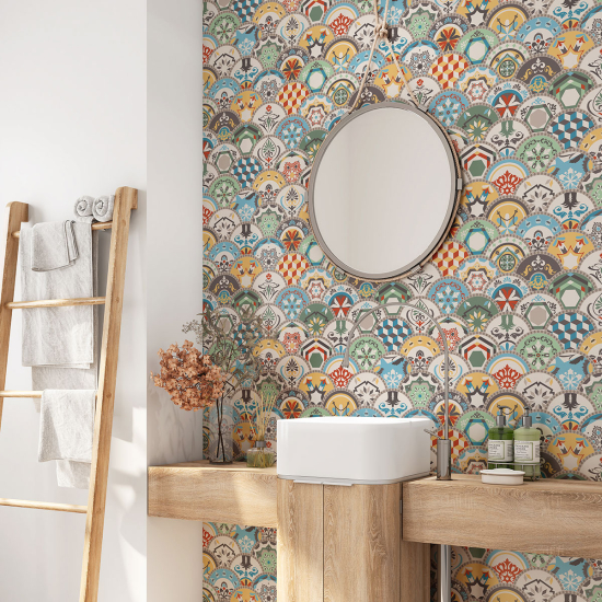 Bathroom Self Adhesive - Cement tile pattern