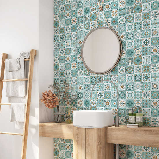 Bathroom Self Adhesive - Cement tile pattern