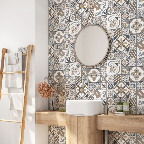 Bathroom Self Adhesive - Cement tile pattern