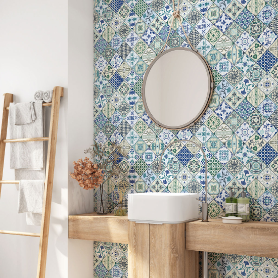 Bathroom Self Adhesive - Cement tile pattern