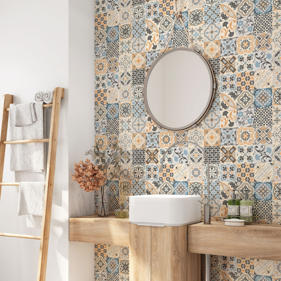 Bathroom Self Adhesive - Cement tile pattern