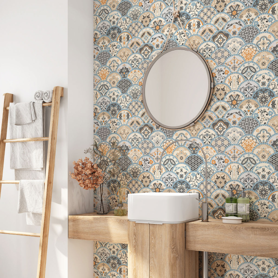 Bathroom Self Adhesive - Cement tile pattern