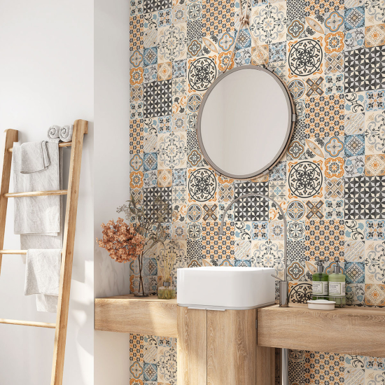 Bathroom Self Adhesive - Cement tile pattern