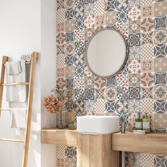 Bathroom Self Adhesive - Cement tile pattern