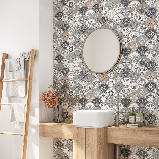 Bathroom Self Adhesive - Cement tile pattern