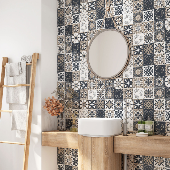 Bathroom Self Adhesive - Cement tile pattern