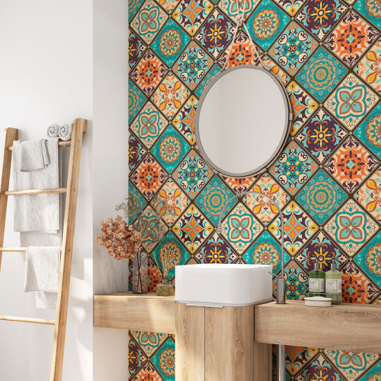 Bathroom Self Adhesive - Cement tile pattern