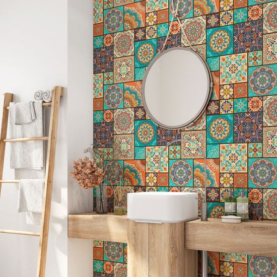 Bathroom Self Adhesive - Cement tile pattern