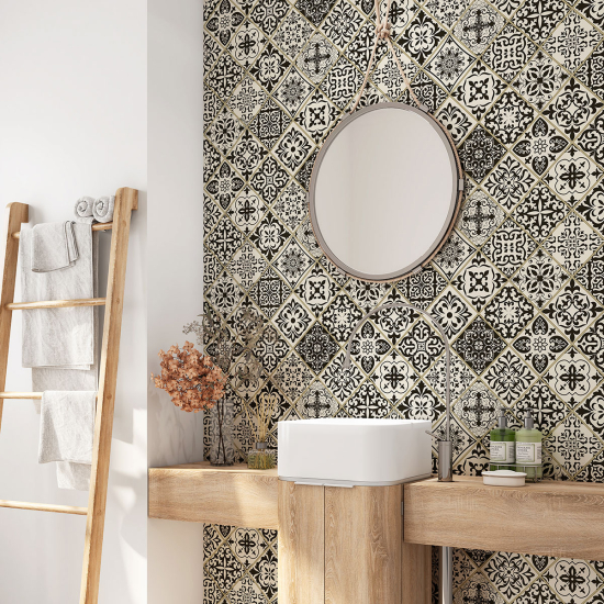 Bathroom Self Adhesive - Cement tile pattern