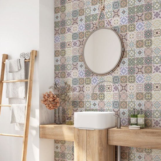 Bathroom Self Adhesive - Cement tile pattern