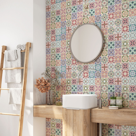 Bathroom Self Adhesive - Cement tile pattern