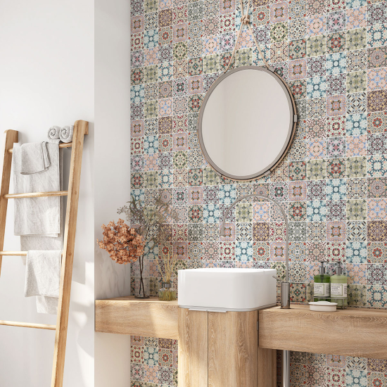 Bathroom Self Adhesive - Cement tile pattern