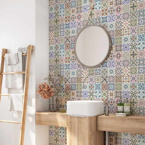 Bathroom Self Adhesive - Cement tile pattern