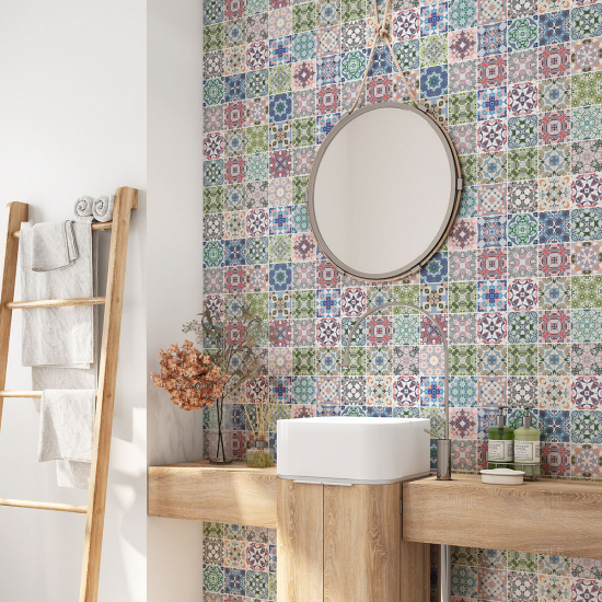 Bathroom Self Adhesive - Cement tile pattern