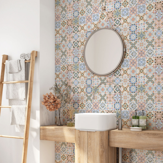 Bathroom Self Adhesive - Cement tile pattern