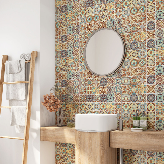 Bathroom Self Adhesive - Cement tile pattern