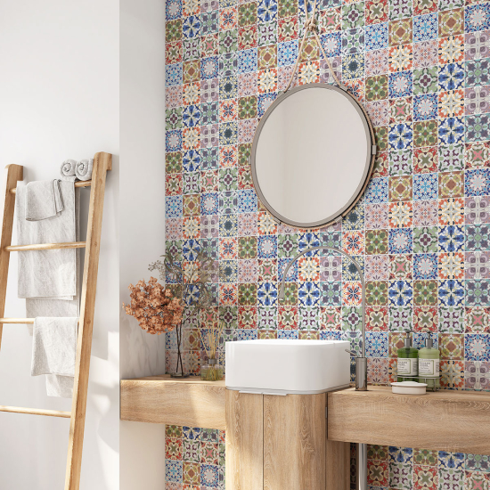 Bathroom Self Adhesive - Cement tile pattern