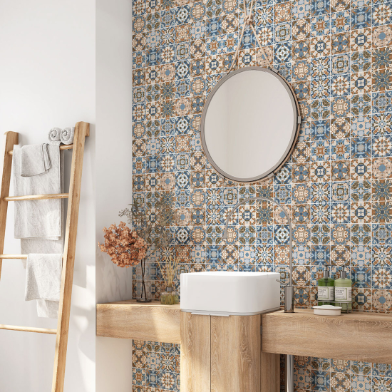 Bathroom Self Adhesive - Cement tile pattern