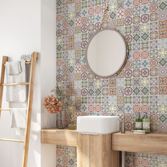 Bathroom Self Adhesive - Cement tile pattern