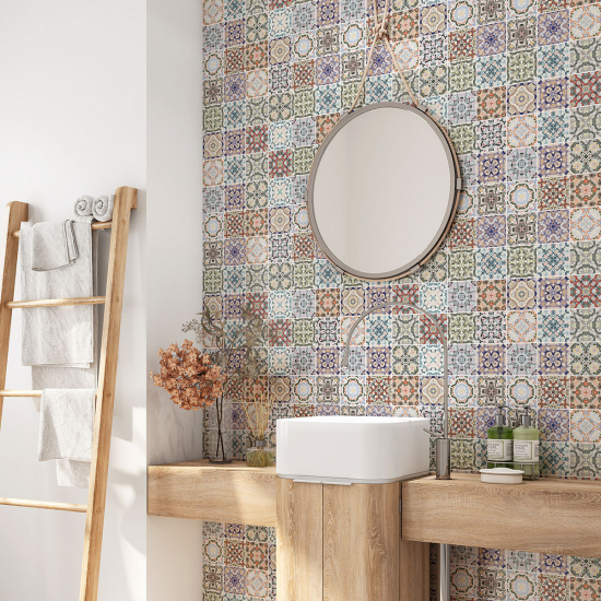 Bathroom Self Adhesive - Cement tile pattern