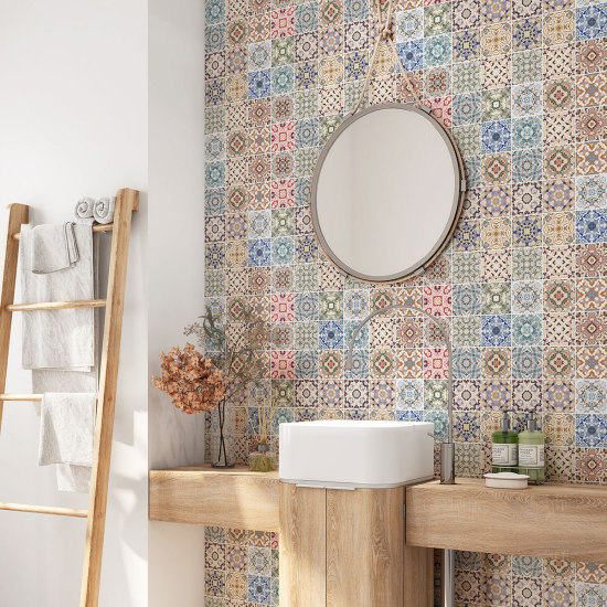 Bathroom Self Adhesive - Cement tile pattern