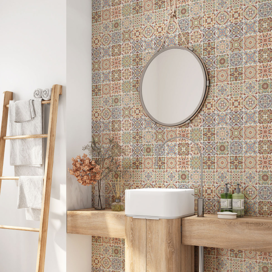 Bathroom Self Adhesive - Cement tile pattern