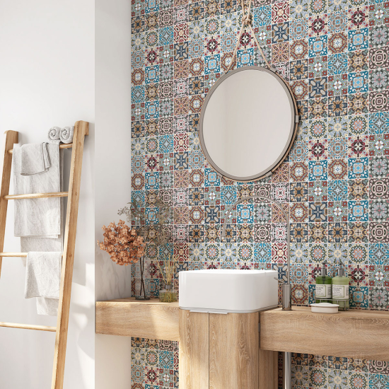 Bathroom Self Adhesive - Cement tile pattern